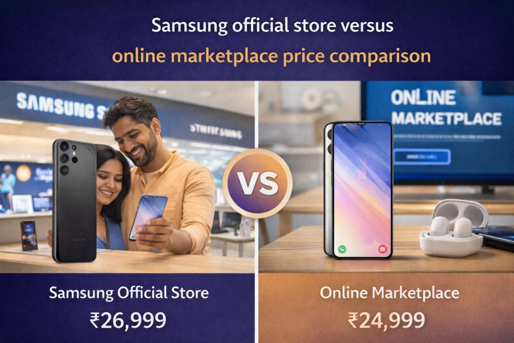 "Samsung official store versus online marketplace price comparison
