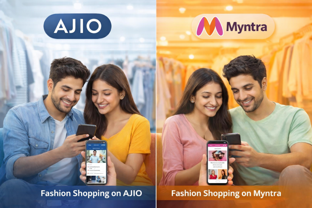 Comparison of fashion shopping experience on AJIO and Myntra apps