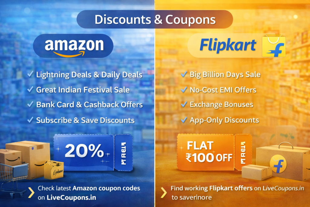 Amazon vs Flipkart discounts and coupon offers comparison