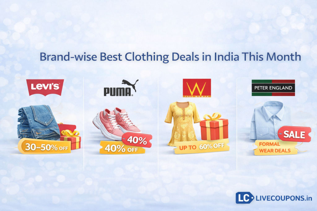 Brand wise best clothing deals in India this month