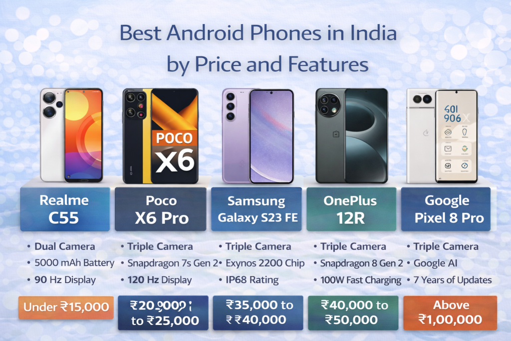 Best Android phones in India by price and features