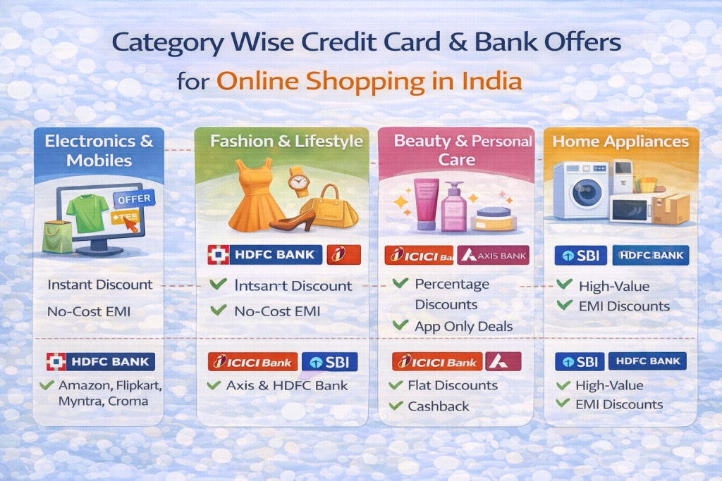 Category wise credit card and bank offers for online shopping in India