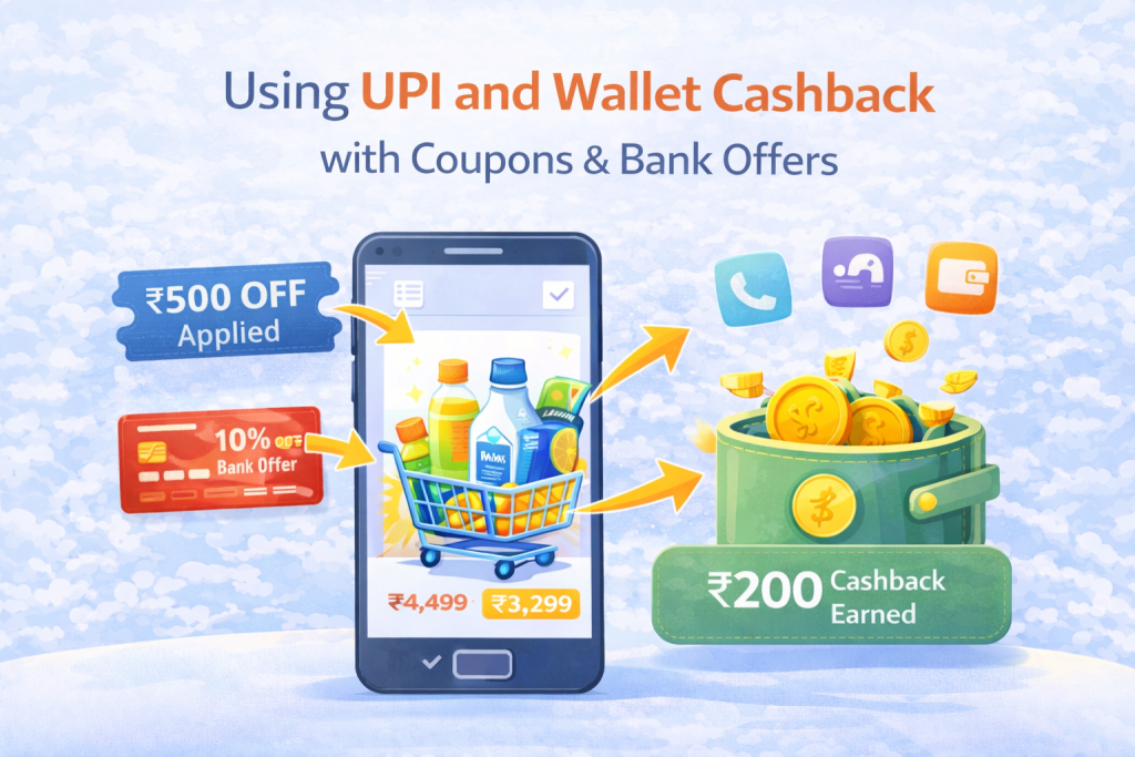 Using UPI and wallet cashback with coupons and bank offers