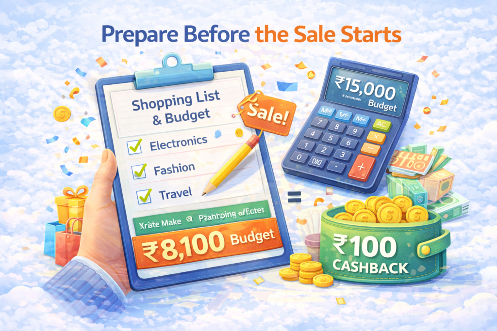 Preparing shopping list and budget before year end online sale to save more money