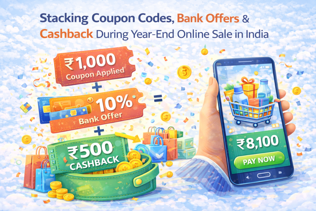 Stacking coupon codes bank offers and cashback during year end online sale in India