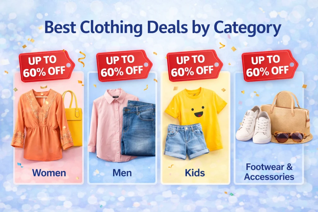  best clothing deals by category women men kids footwear fashion