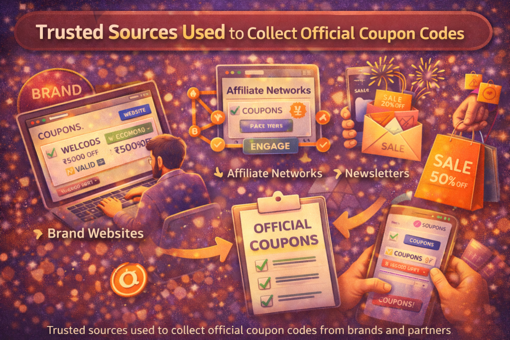Trusted sources used to collect official coupon codes from brands and partners