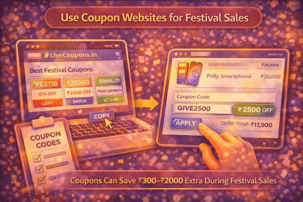 Using coupon websites to apply festival sale coupon codes during checkout