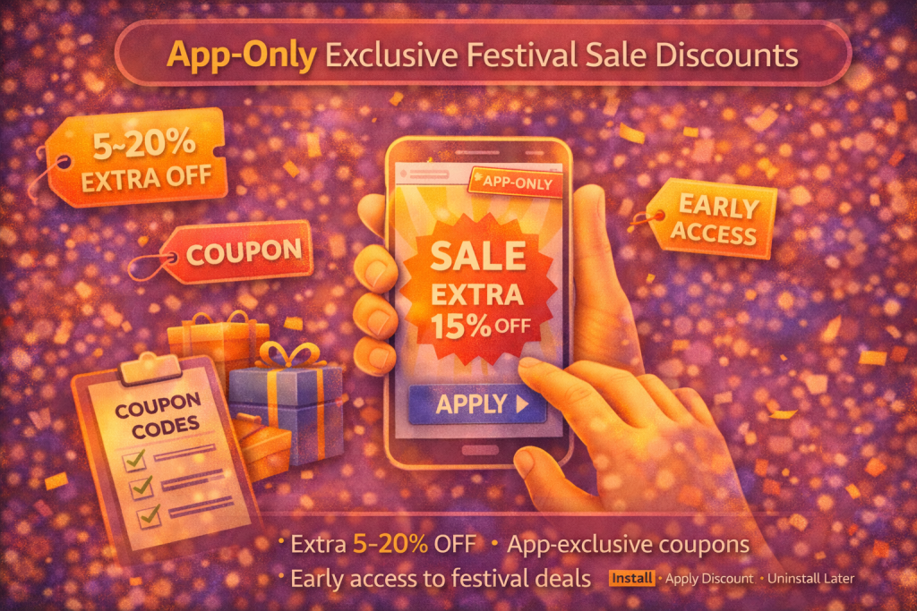 App-only exclusive festival sale discounts available on mobile shopping apps