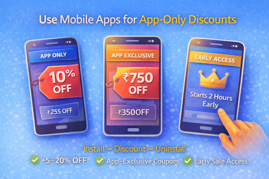 App-only exclusive discounts available on mobile shopping apps in India