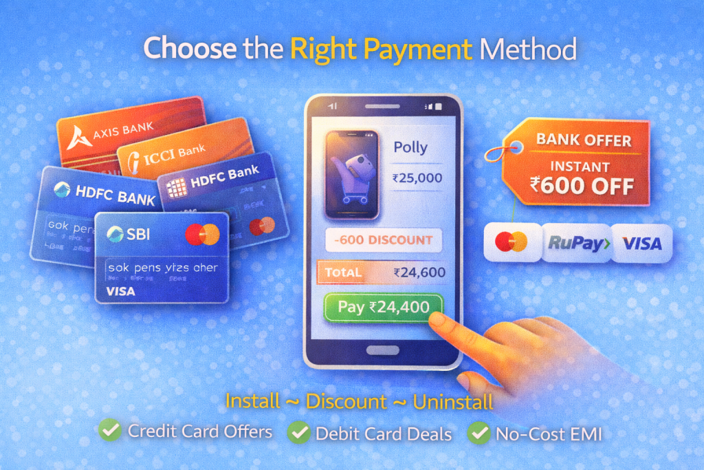 Bank card offers and credit card discounts during online shopping checkout in India