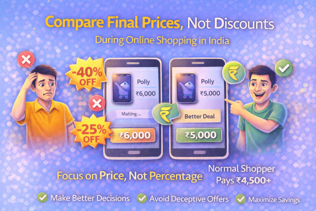Comparing final prices instead of discount percentages during online shopping in India