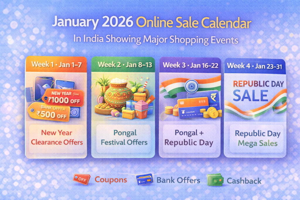 January 2026 online sale calendar in India showing major shopping events