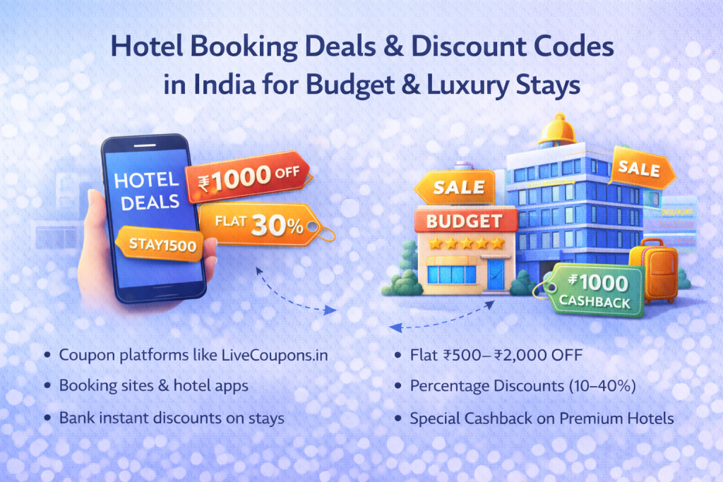 Hotel booking deals and discount codes in India for budget and luxury stays