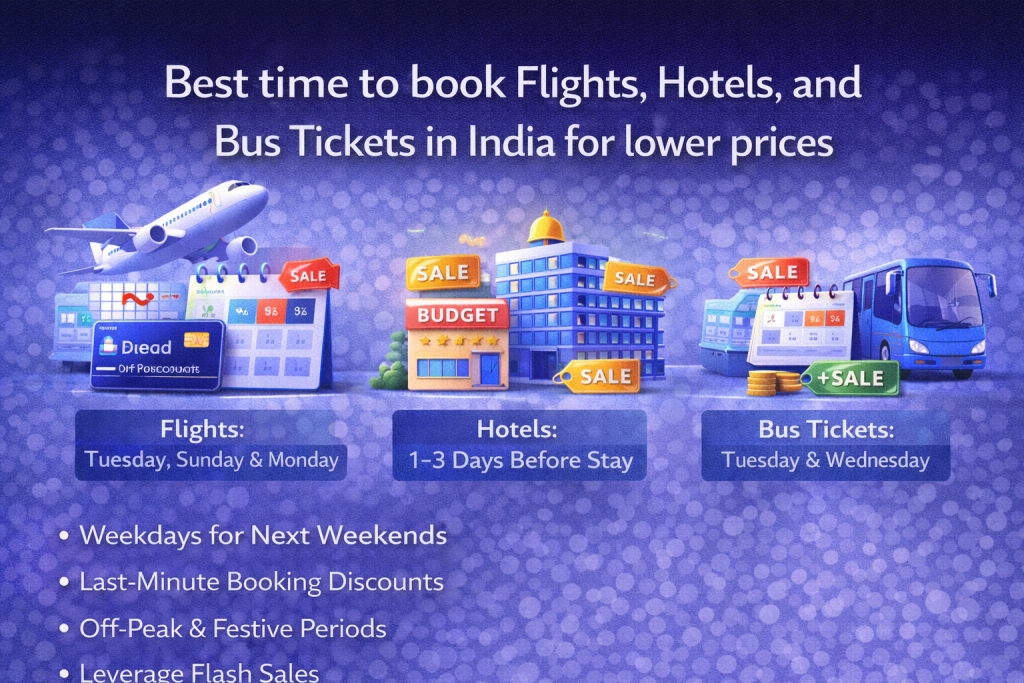 Best time to book flights, hotels, and bus tickets in India for lower prices