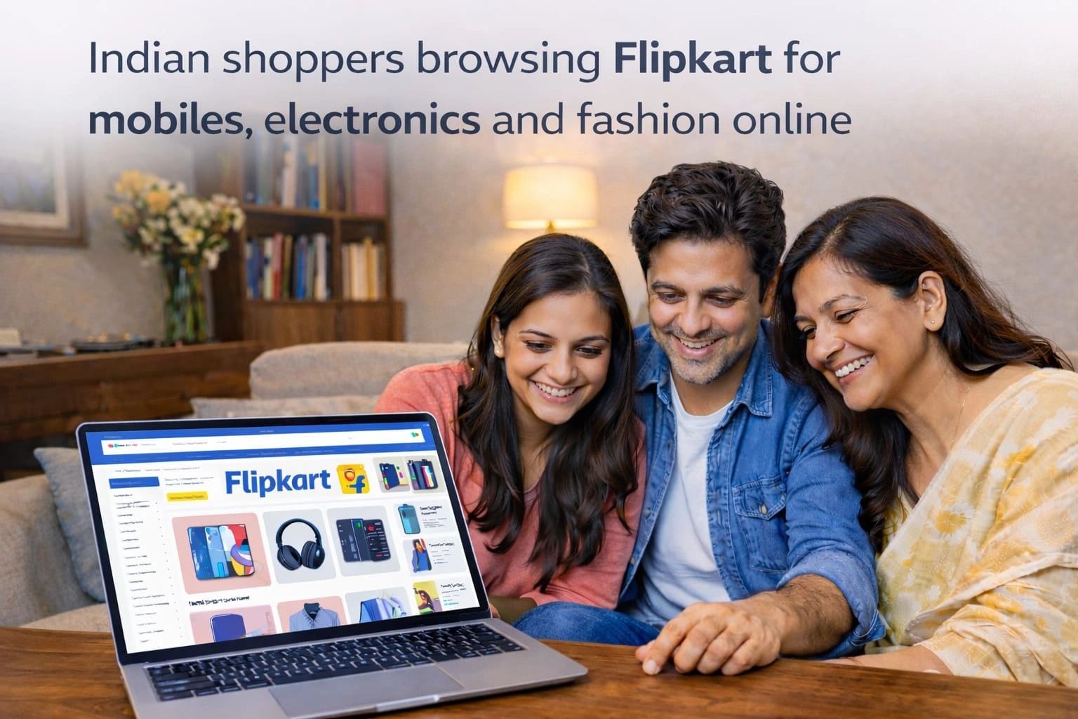 Indian shoppers browsing Flipkart for mobiles electronics and fashion online