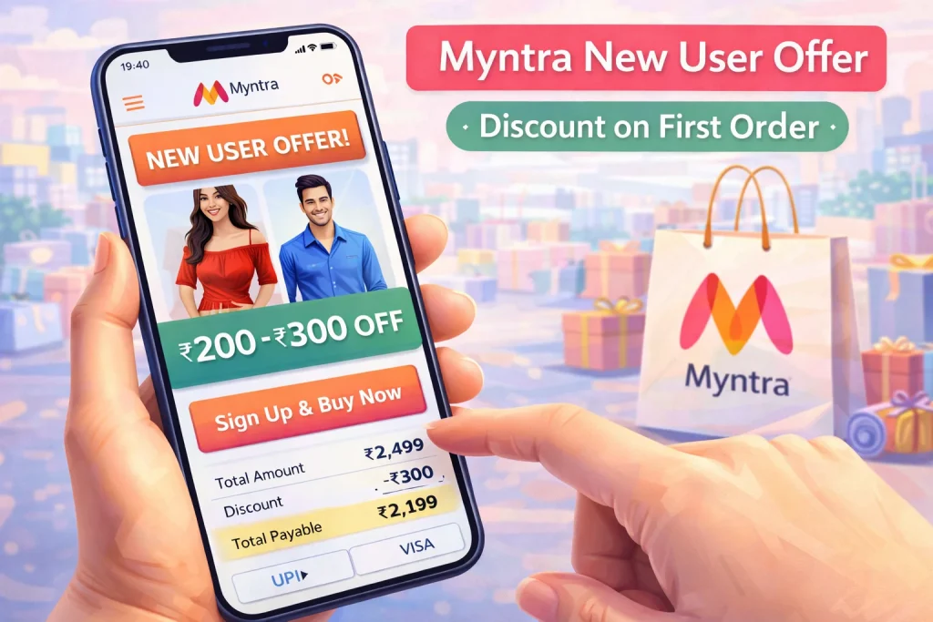 Myntra new user offer giving discount on first fashion order