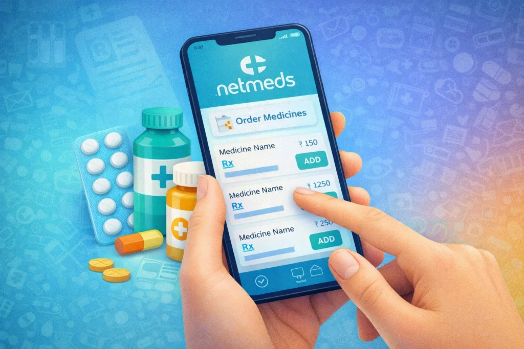 Using Netmeds app to order medicines online