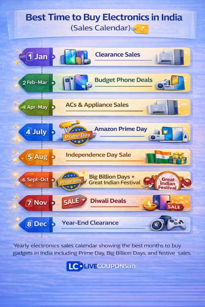 electronics sales calendar India Amazon Flipkart sale months 