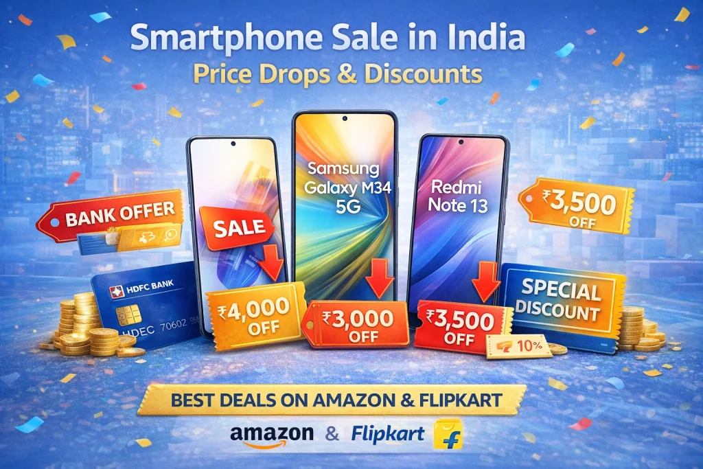 smartphone sale in India with price drop offers and discounts