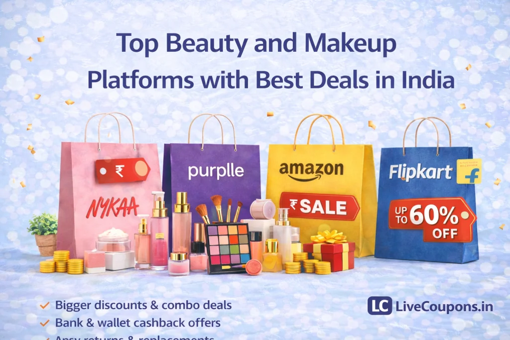 top beauty platforms in India Nykaa Purplle Amazon Flipkart deals