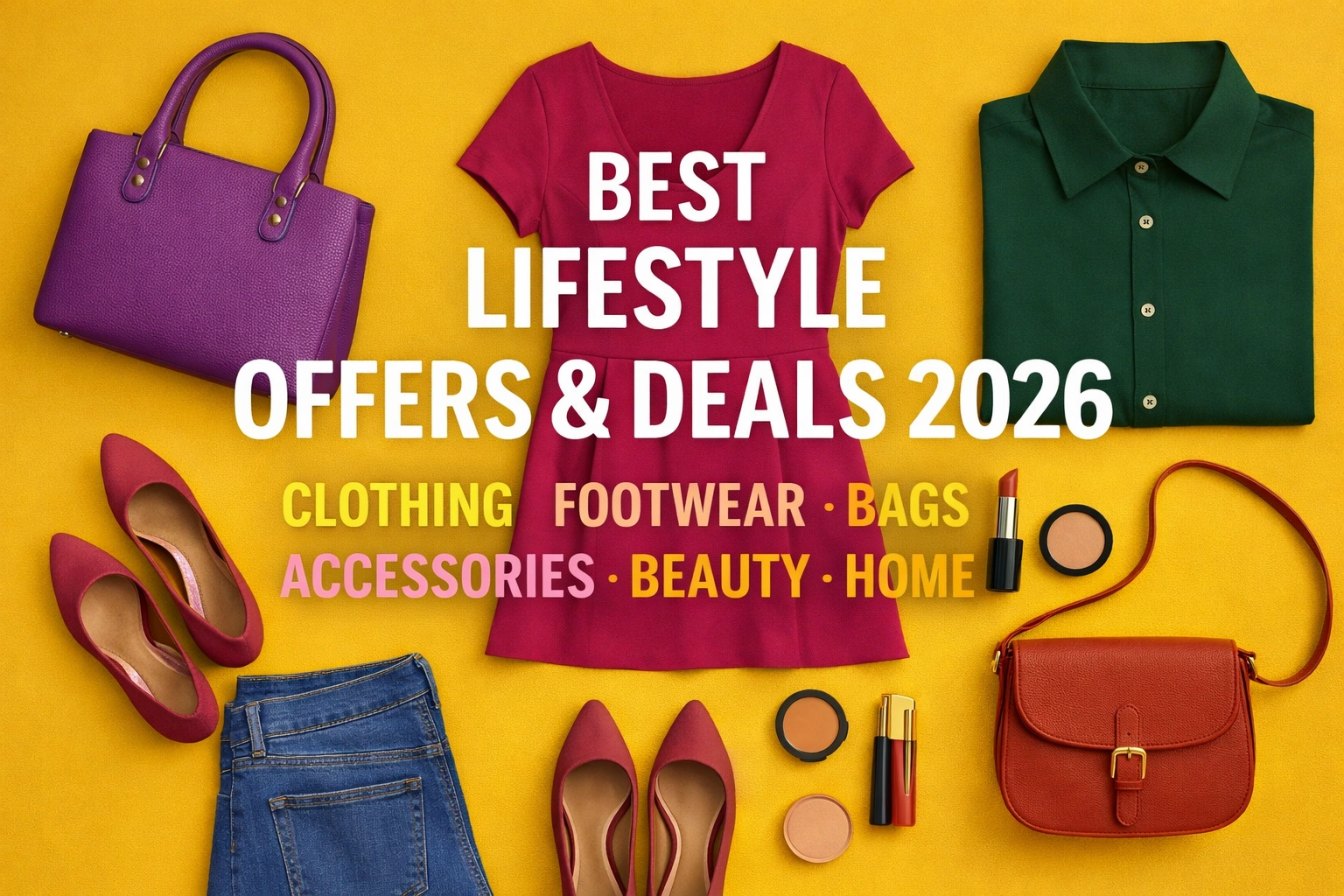 Best Lifestyle offers and deals 2026 on clothing footwear beauty bags and home essentials
