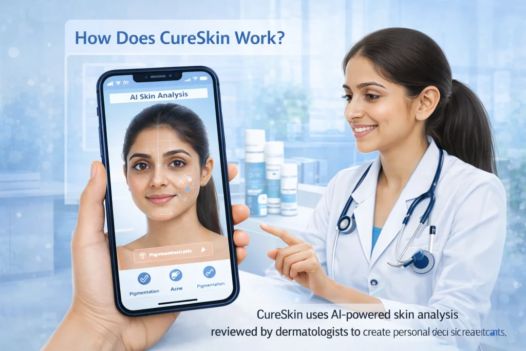 CureSkin AI skin analysis dermatologist consultation personalized skincare app process