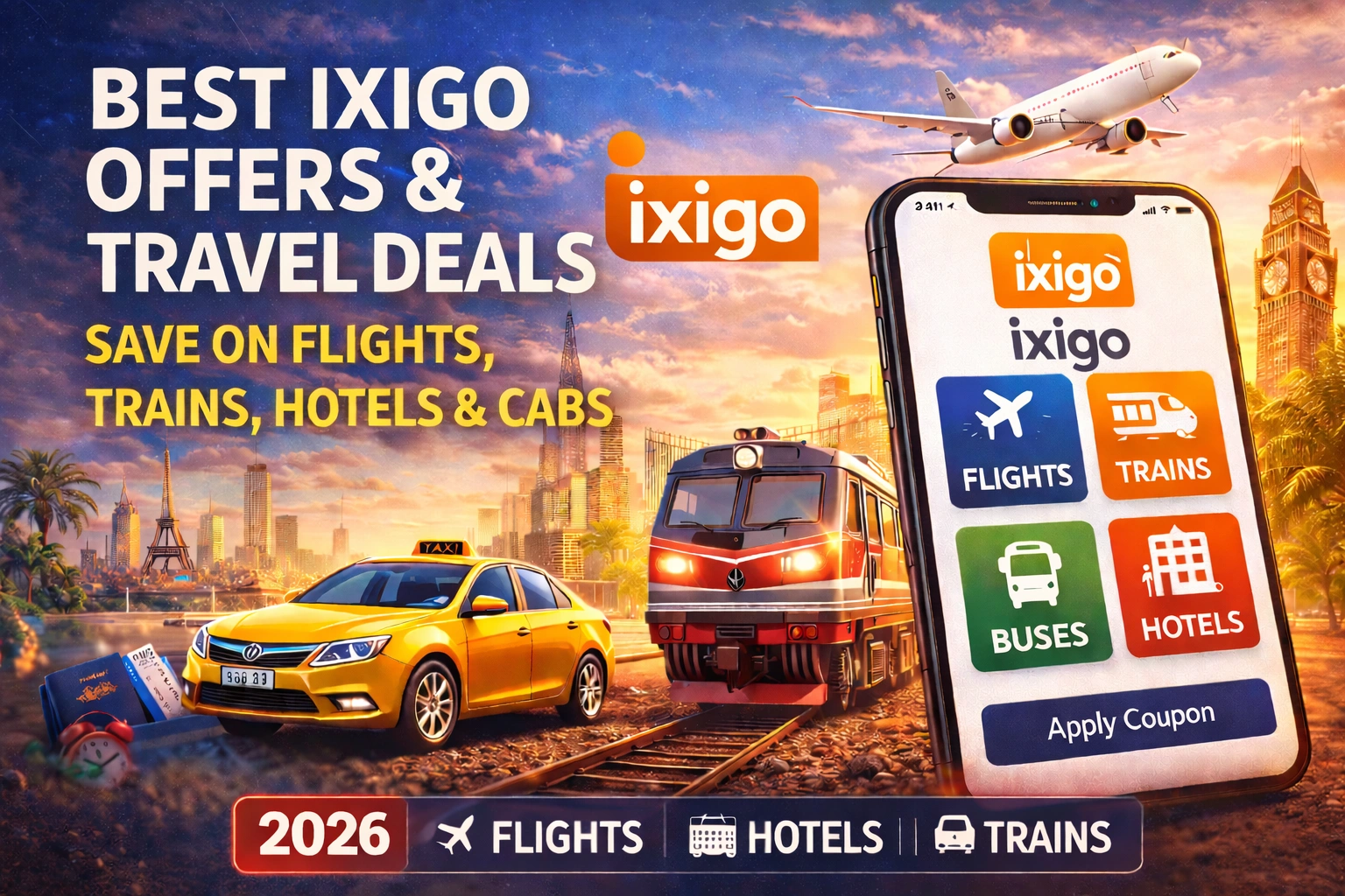 Best ixigo offers and travel deals 2026 on flights trains buses hotels and cabs