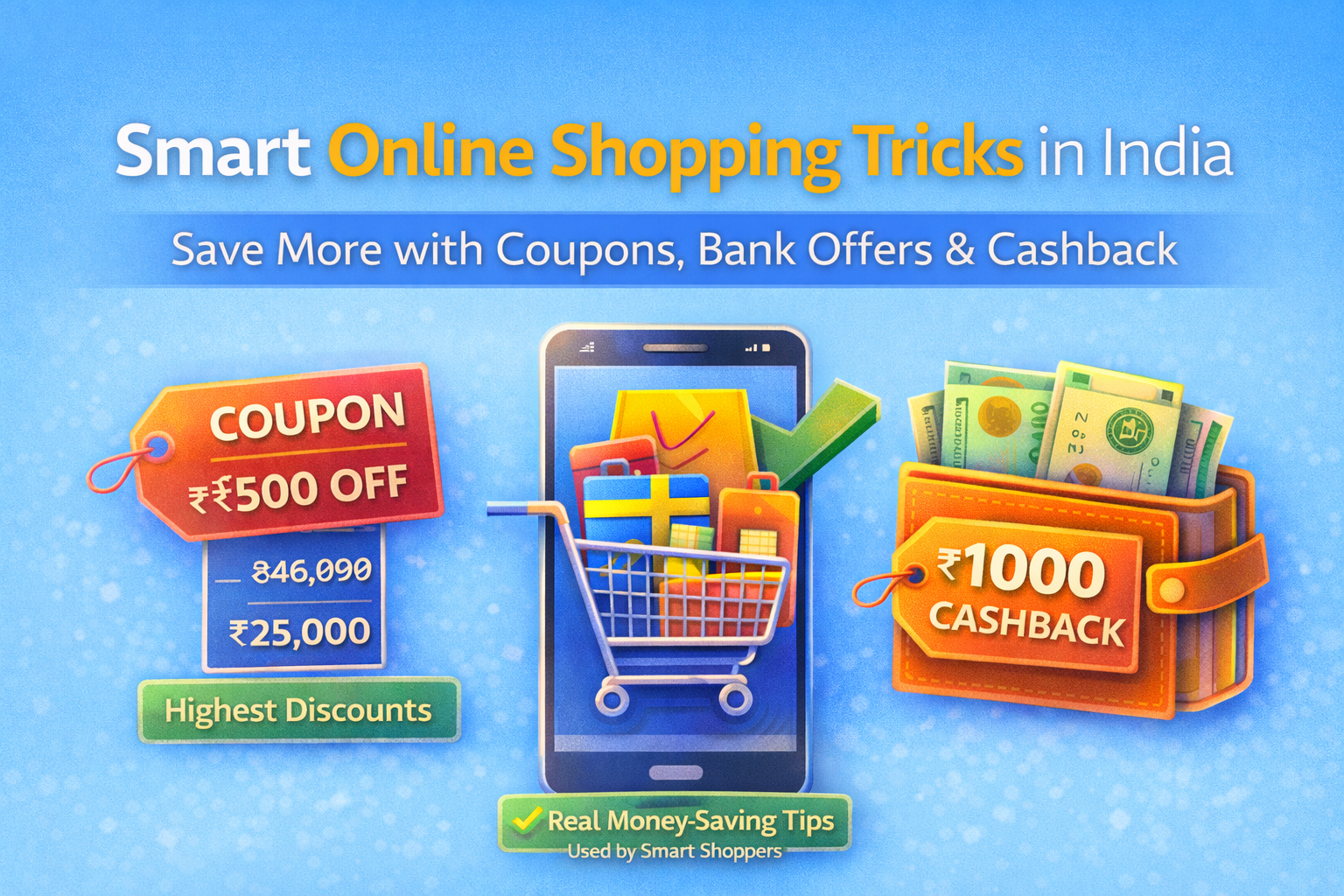 Smart online shopping tricks in India that help save money using coupons, bank offers, and cashback